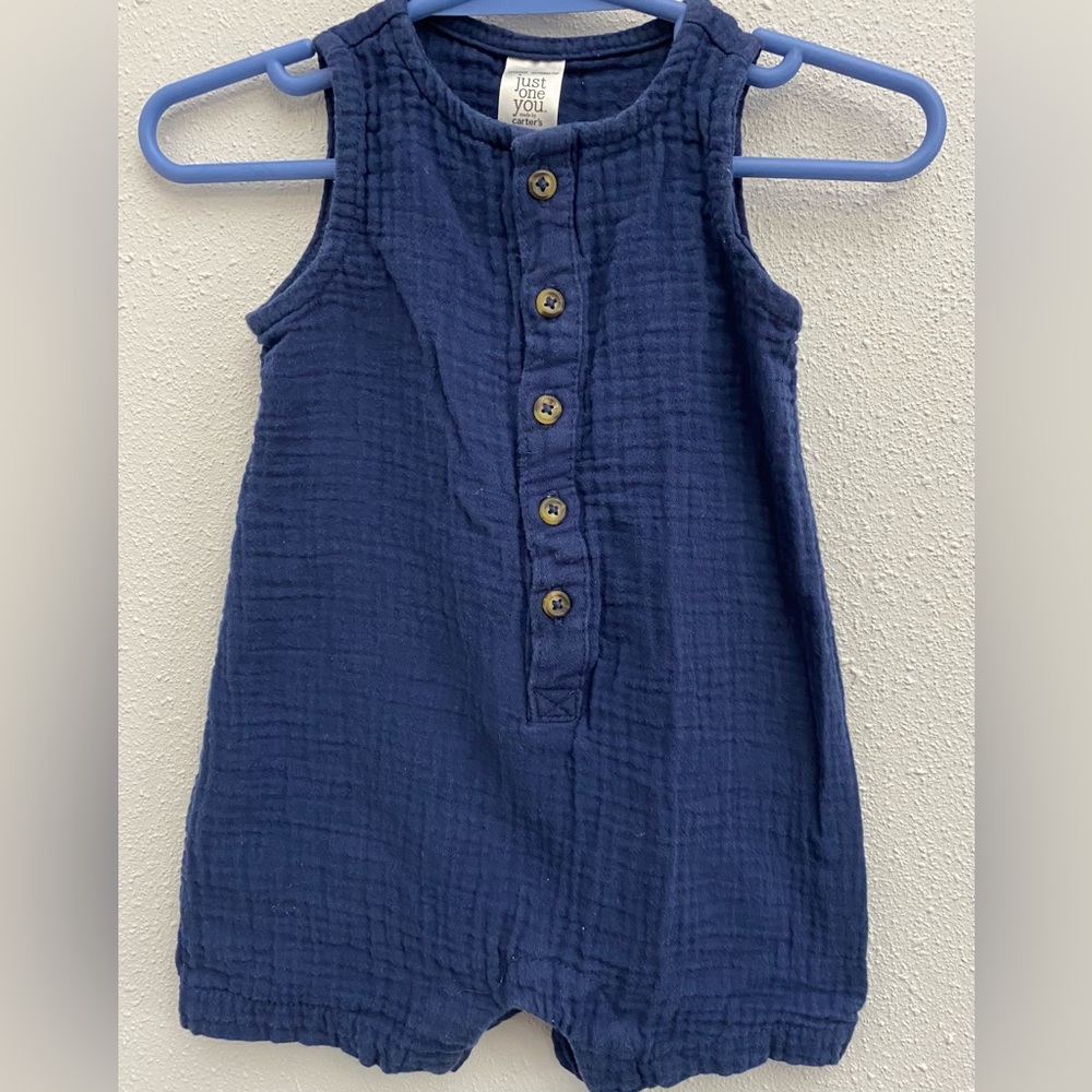 Navy Blue muslin baby romper
